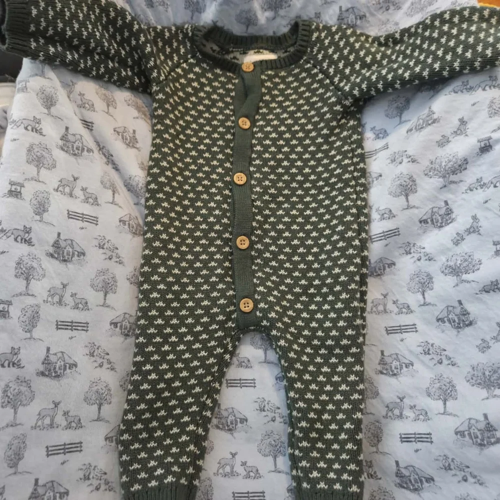 Carters Little Planet Organic Cotton Cozy Green Knit Kids One Piece 3 MTH